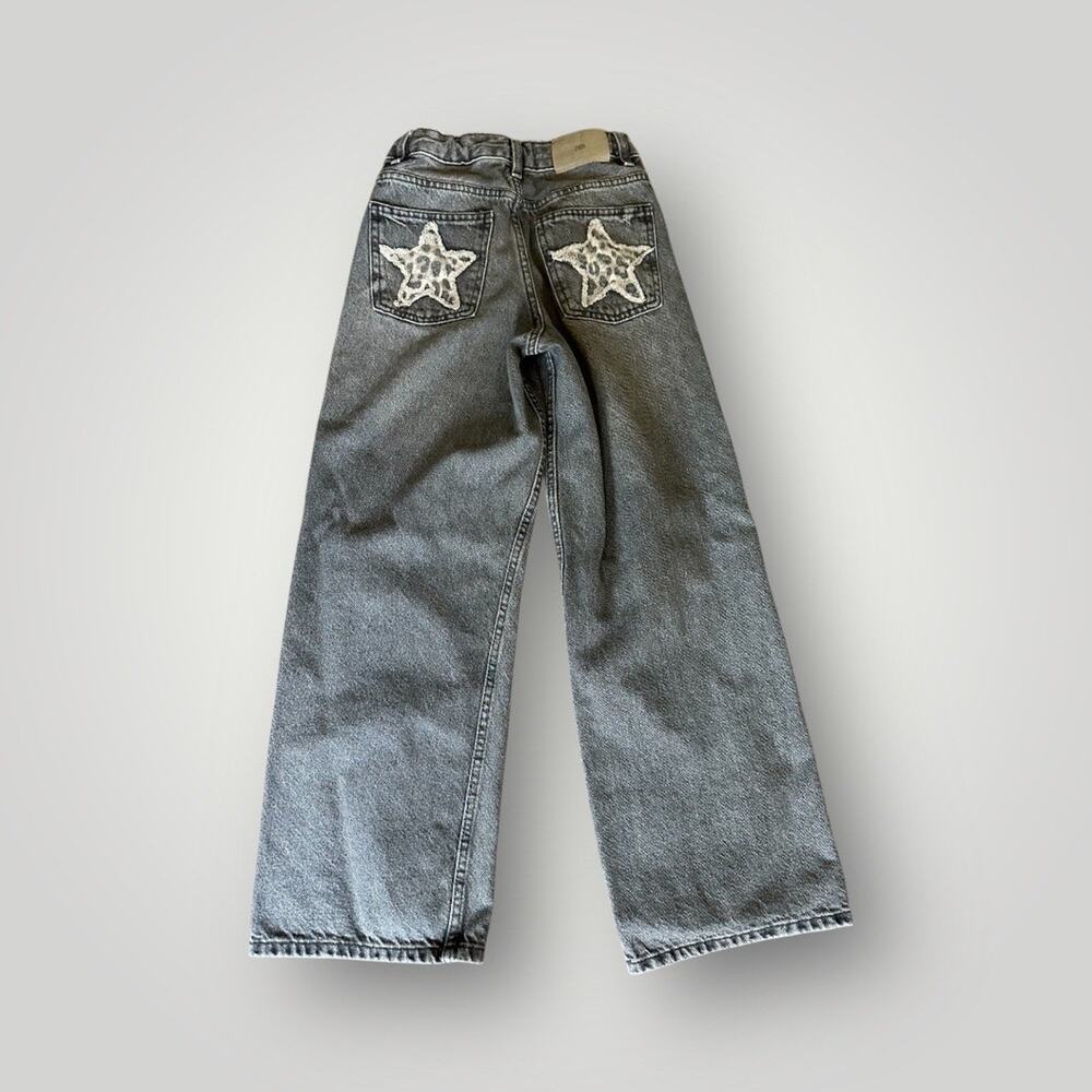 Zara Gray Jeans with Leopard Stars size 12-13 years